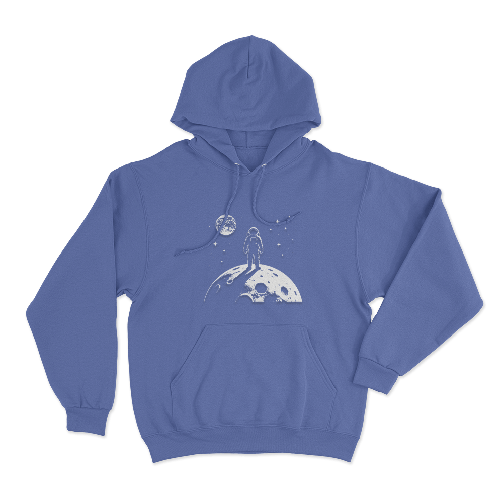 Astronaut On The Moon Print Unisex Hoodie Blue Astronaut On The Moon Print Unisex Hoodie Blue
