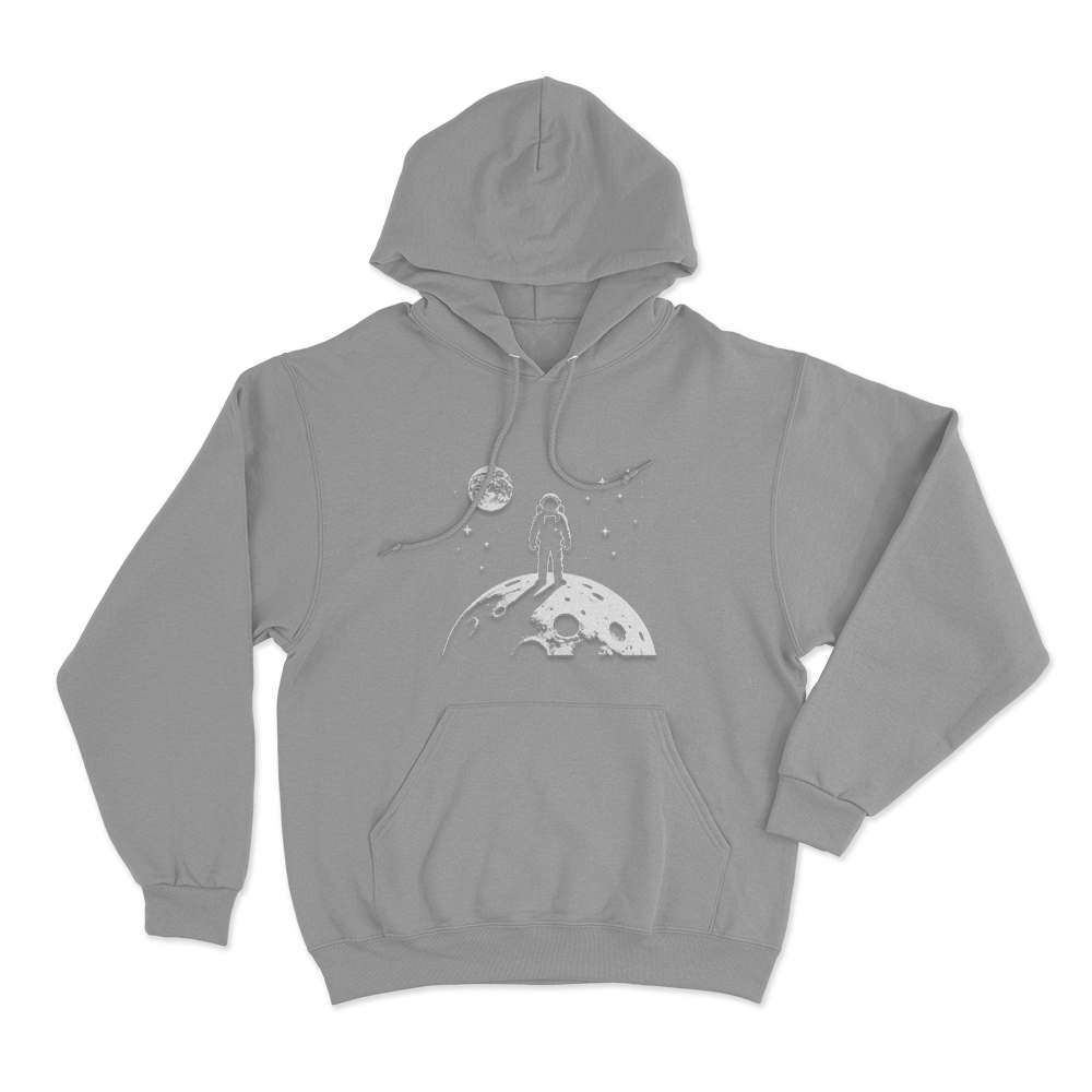Astronaut On The Moon Print Unisex Hoodie Grey Astronaut On The Moon Print Unisex Hoodie Grey