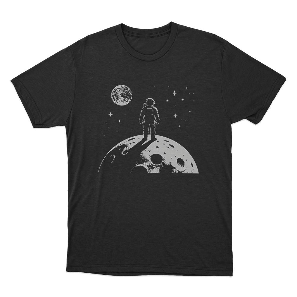 Astronaut On The Moon Print Unisex T Shirt Black Astronaut On The Moon Print Unisex T Shirt Black