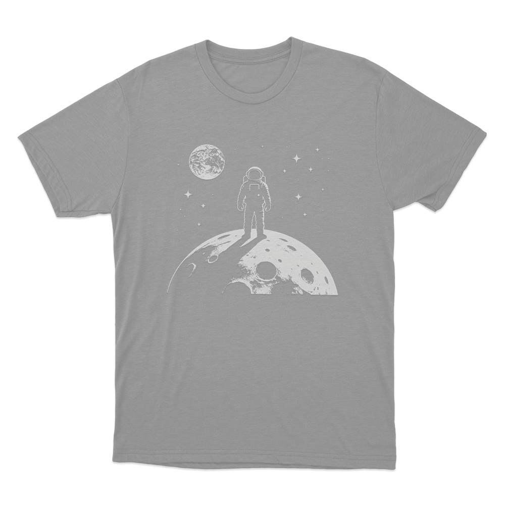 Astronaut On The Moon Print Unisex T Shirt Grey Astronaut On The Moon Print Unisex T Shirt Grey