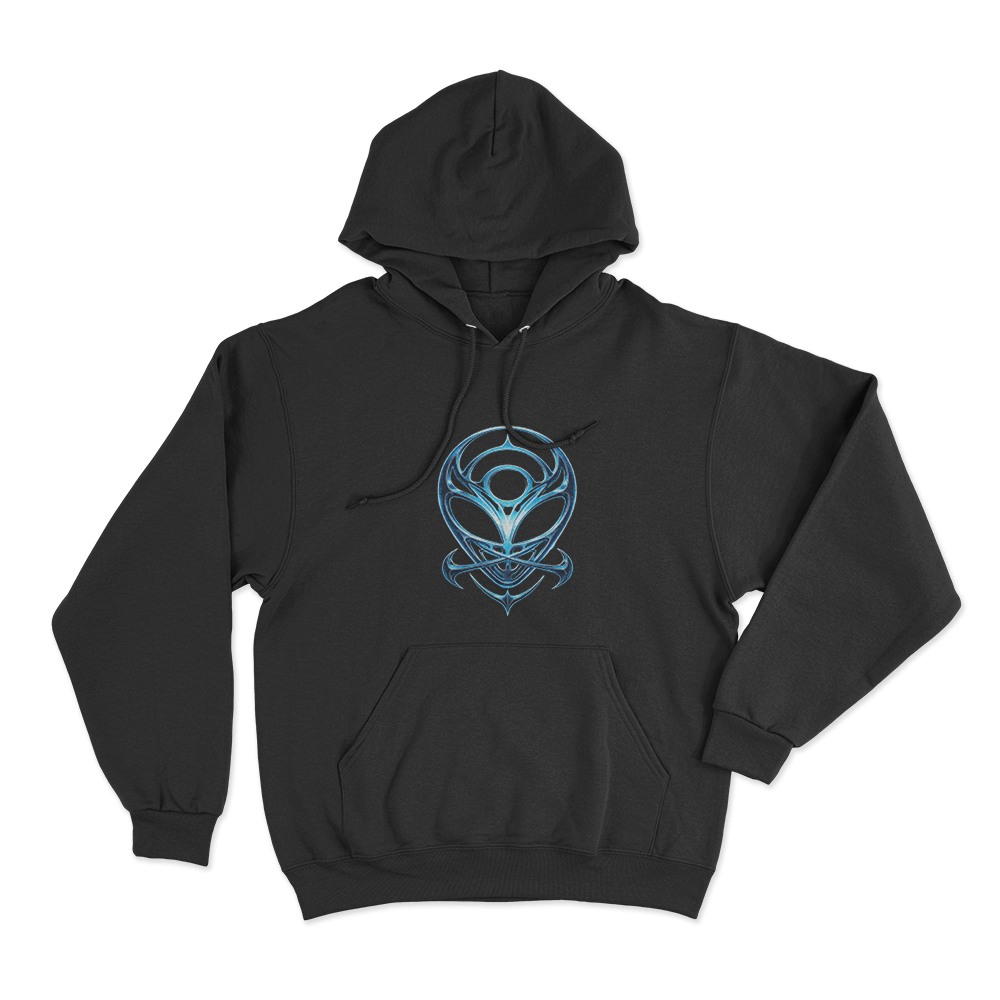 Blue Alien Symbol Unisex Hoodie Black Blue Alien Symbol Unisex Hoodie Black