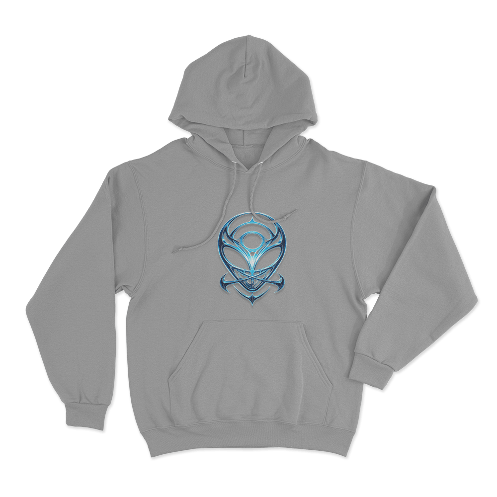 Blue Alien Symbol Unisex Hoodie Grey Blue Alien Symbol Unisex Hoodie Grey