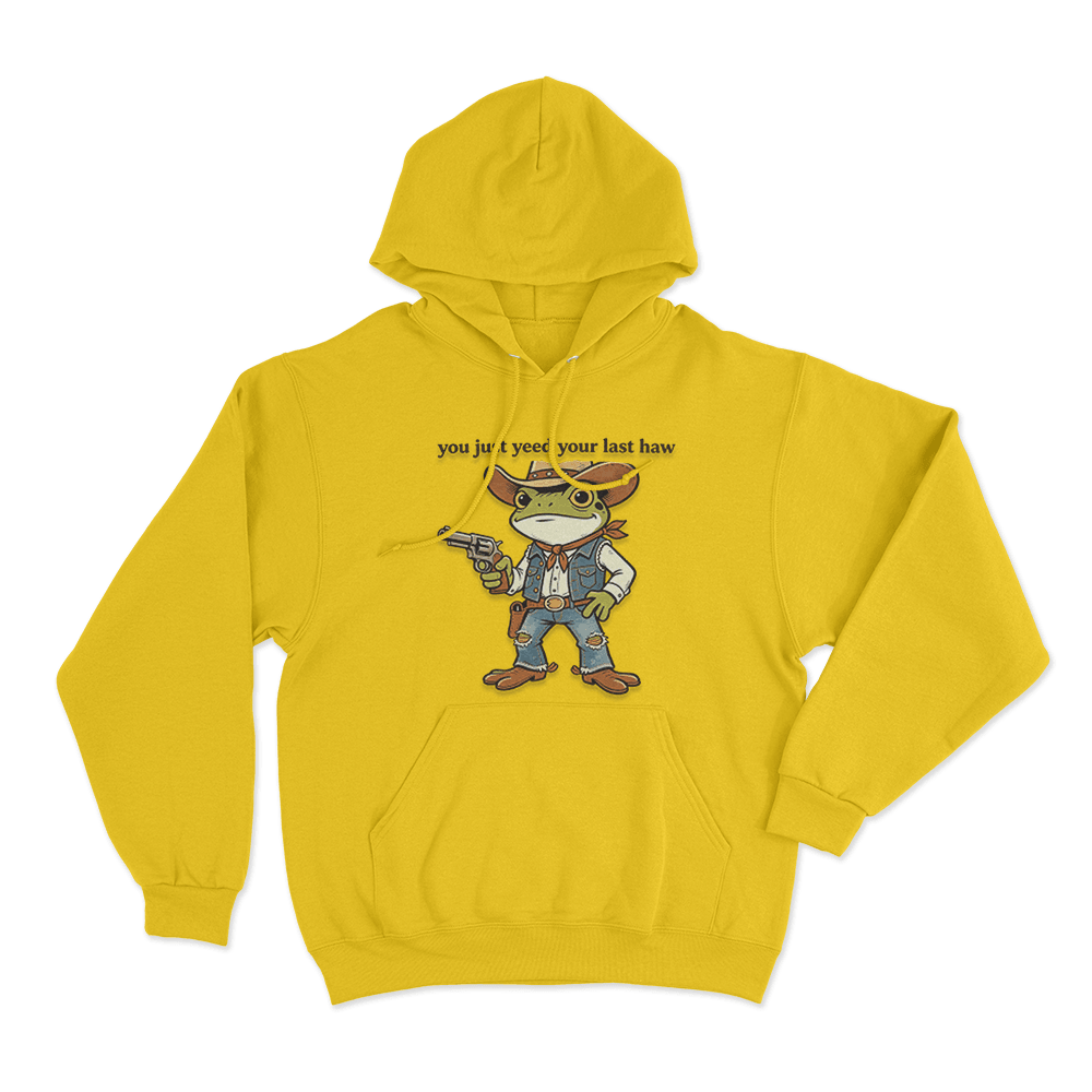 Cowboy Frog Unisex Hoodie Yellow Cowboy Frog Unisex Hoodie Yellow