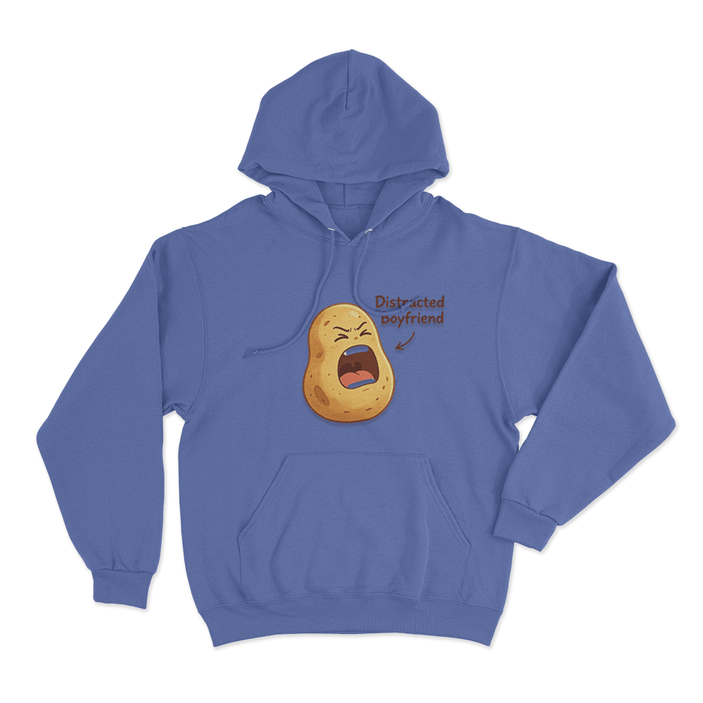Distracted Boyfriend Potato Print Unisex Hoodie Blue Distracted Boyfriend Potato Print Unisex Hoodie Blue