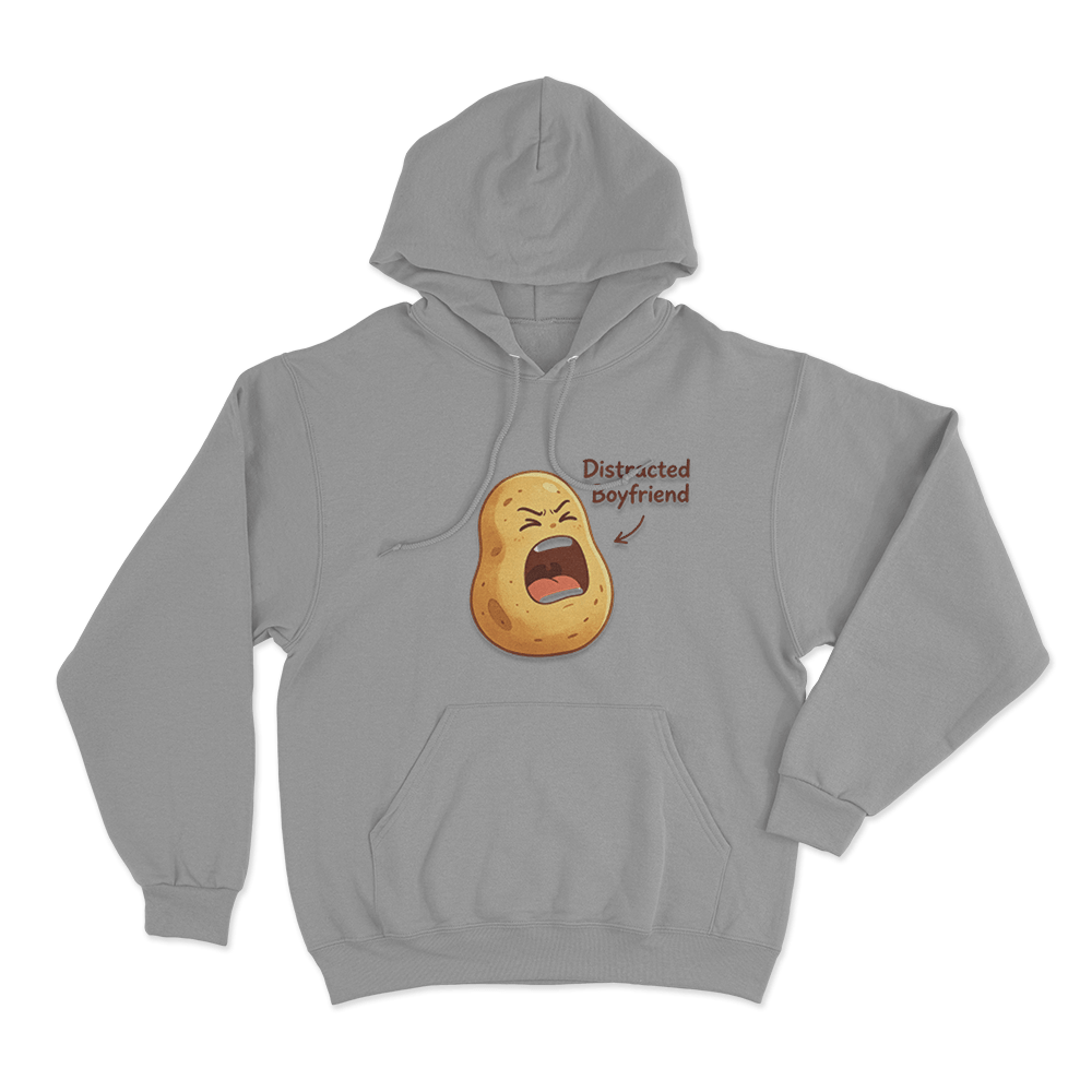 Distracted Boyfriend Potato Print Unisex Hoodie Grey Distracted Boyfriend Potato Print Unisex Hoodie Grey