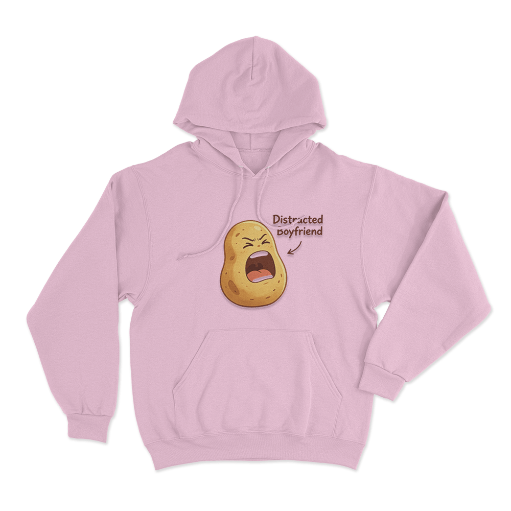 Distracted Boyfriend Potato Print Unisex Hoodie Pink Distracted Boyfriend Potato Print Unisex Hoodie Pink