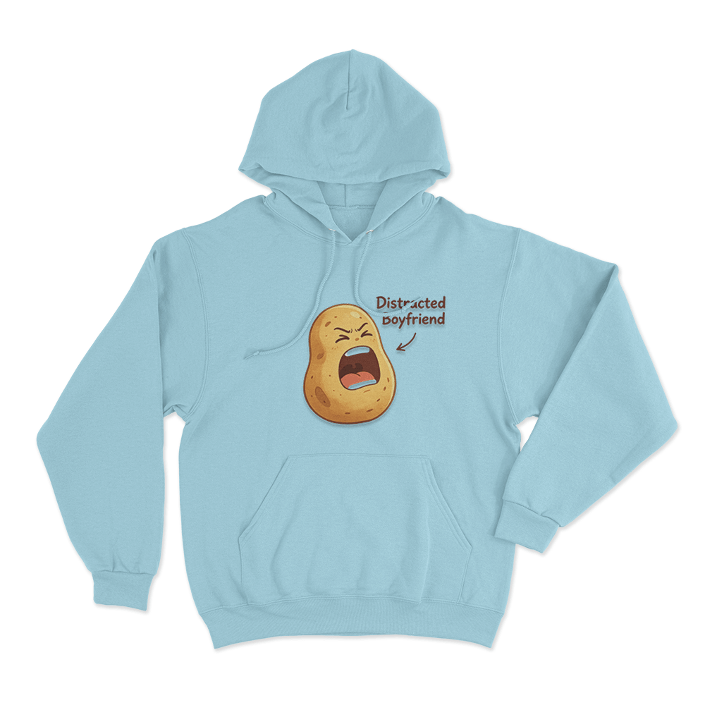 Distracted Boyfriend Potato Print Unisex Hoodie Sky Blue Distracted Boyfriend Potato Print Unisex Hoodie Sky Blue