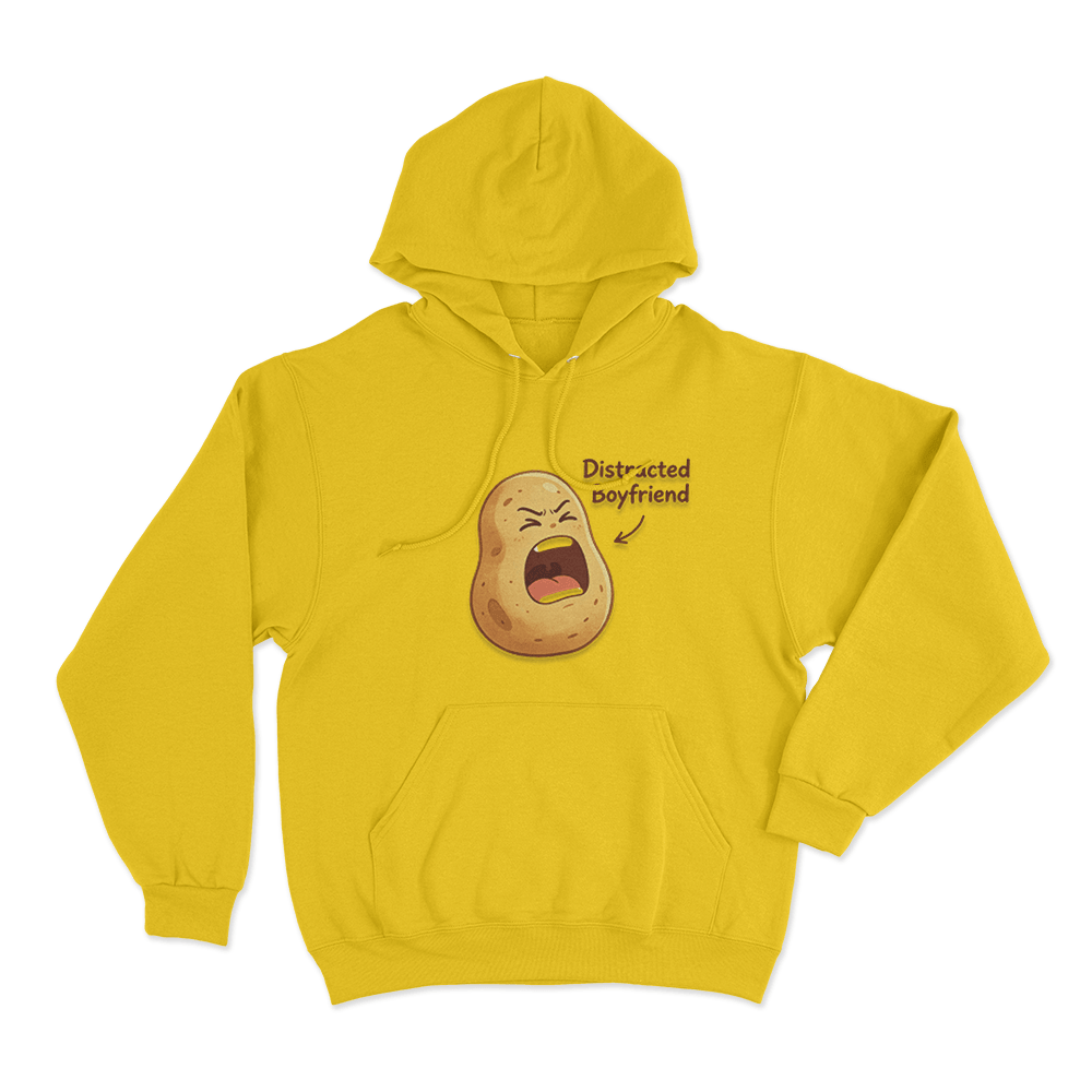 Distracted Boyfriend Potato Print Unisex Hoodie Yellow Distracted Boyfriend Potato Print Unisex Hoodie Yellow