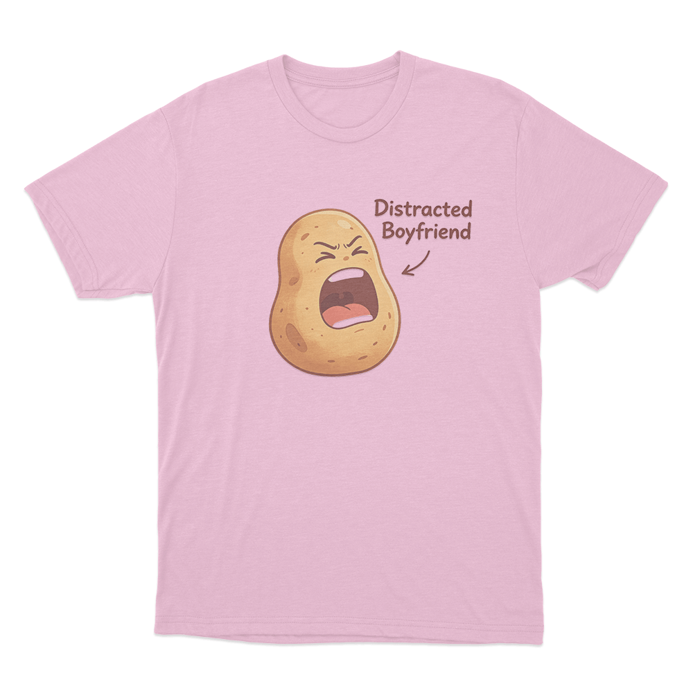 Distracted Boyfriend Potato Print Unisex T Shirt Pink Distracted Boyfriend Potato Print Unisex T Shirt Pink