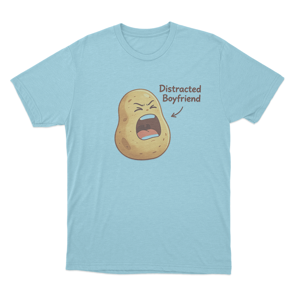 Distracted Boyfriend Potato Print Unisex T Shirt Sky Blue Distracted Boyfriend Potato Print Unisex T Shirt Sky Blue