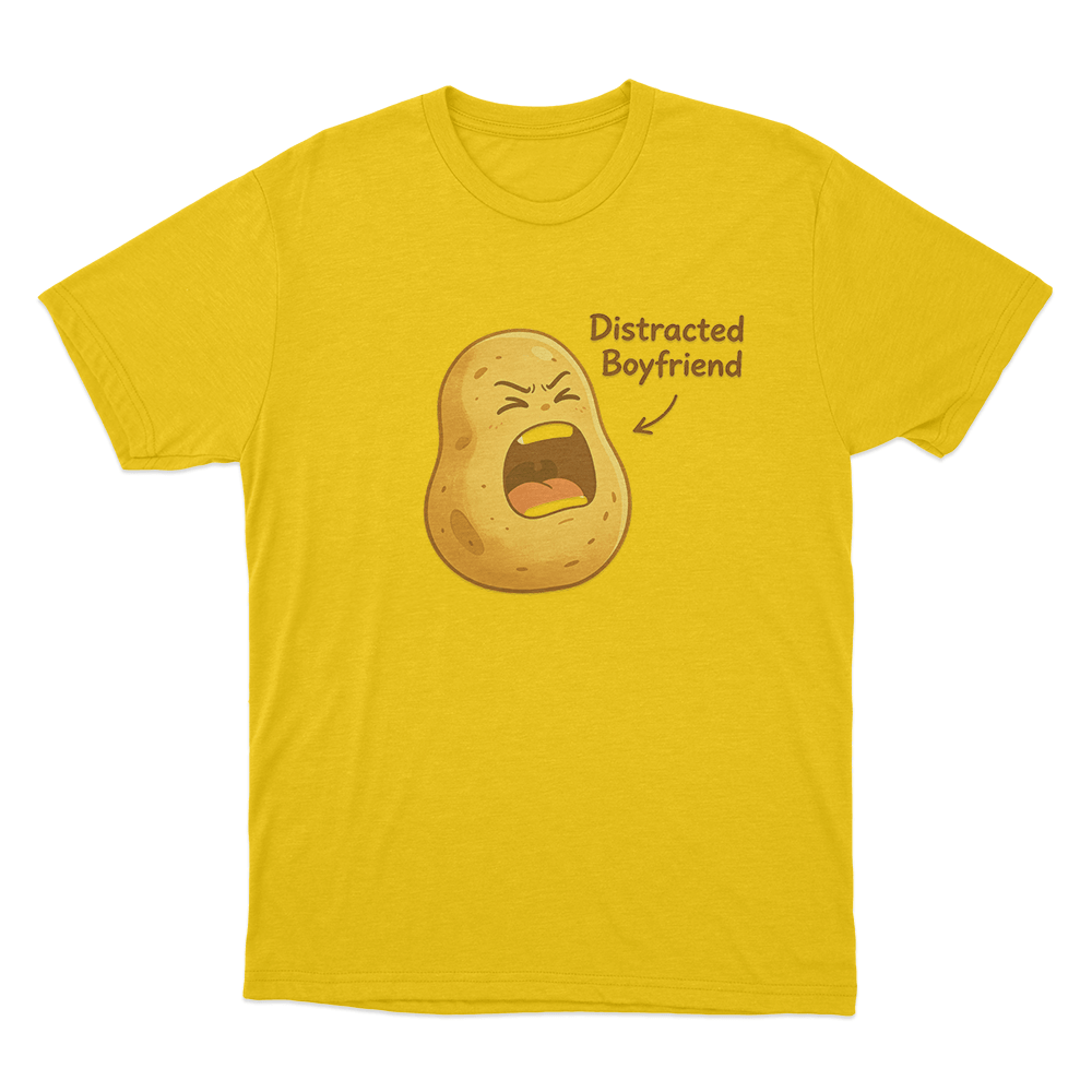 Distracted Boyfriend Potato Print Unisex T Shirt Yellow Distracted Boyfriend Potato Print Unisex T Shirt Yellow