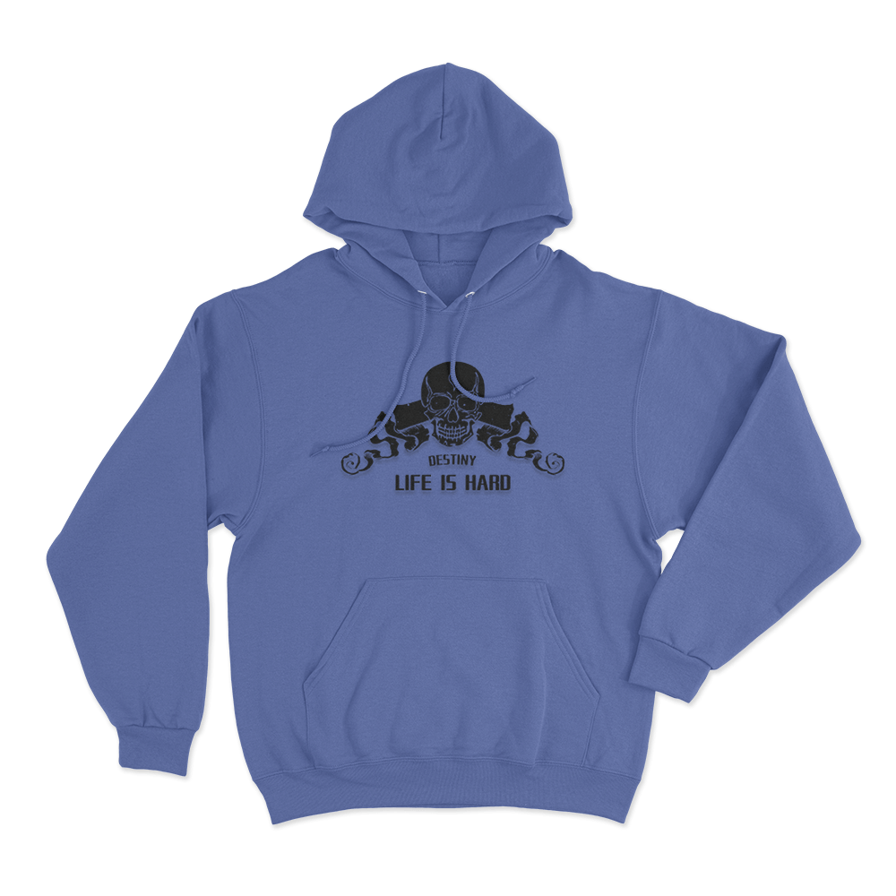 Life Is Hard Skull Print Unisex Hoodie Blue Life Is Hard Skull Print Unisex Hoodie Blue