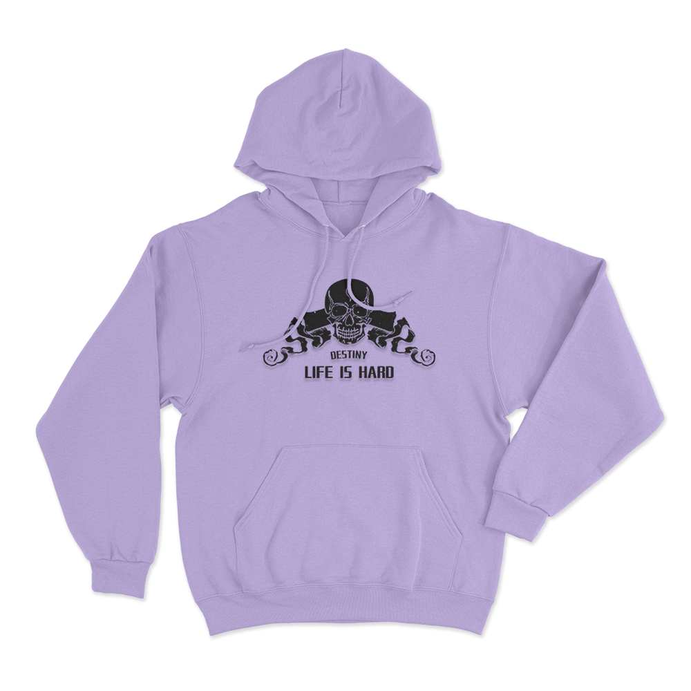 Life Is Hard Skull Print Unisex Hoodie Purple Life Is Hard Skull Print Unisex Hoodie Purple