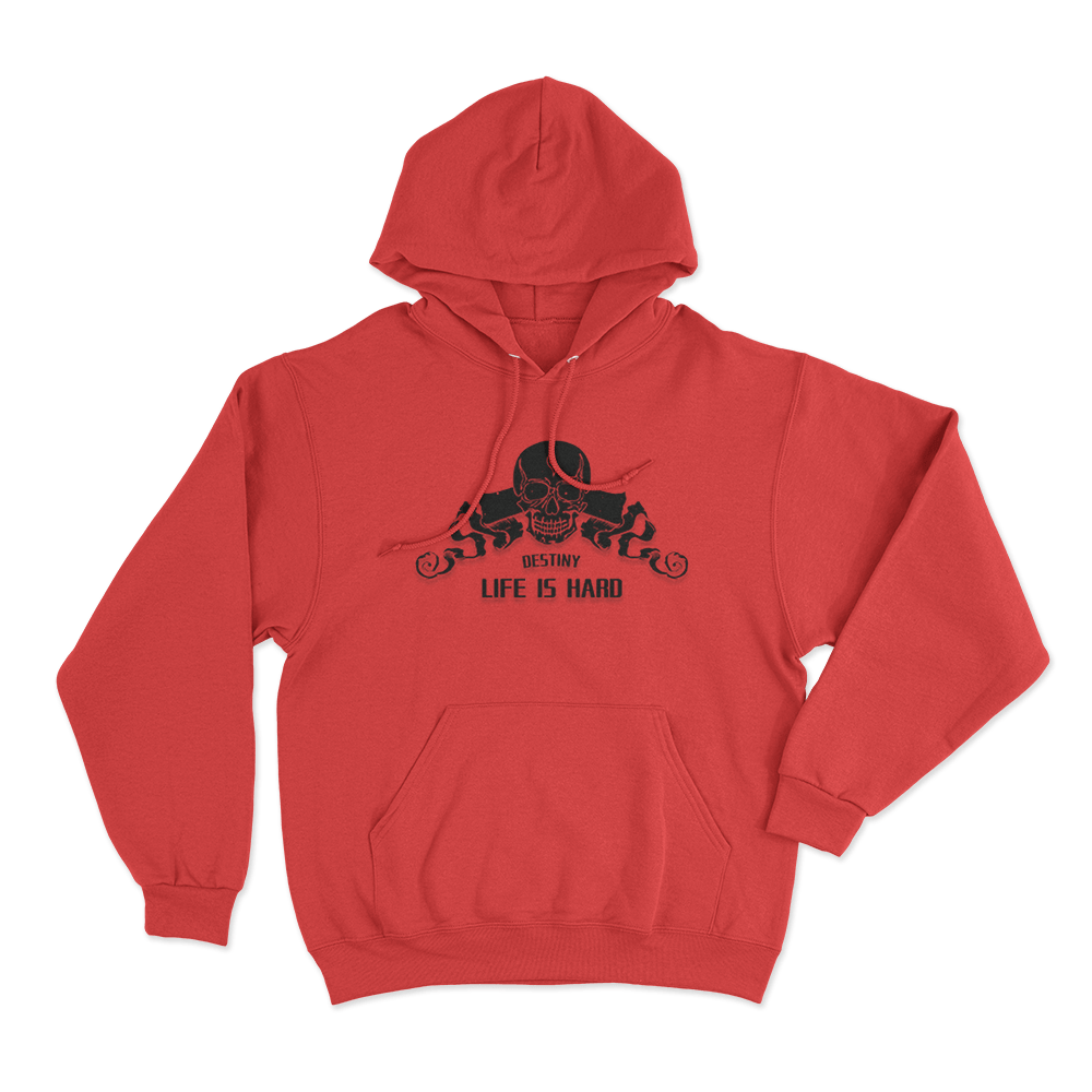 Life Is Hard Skull Print Unisex Hoodie Red Life Is Hard Skull Print Unisex Hoodie Red