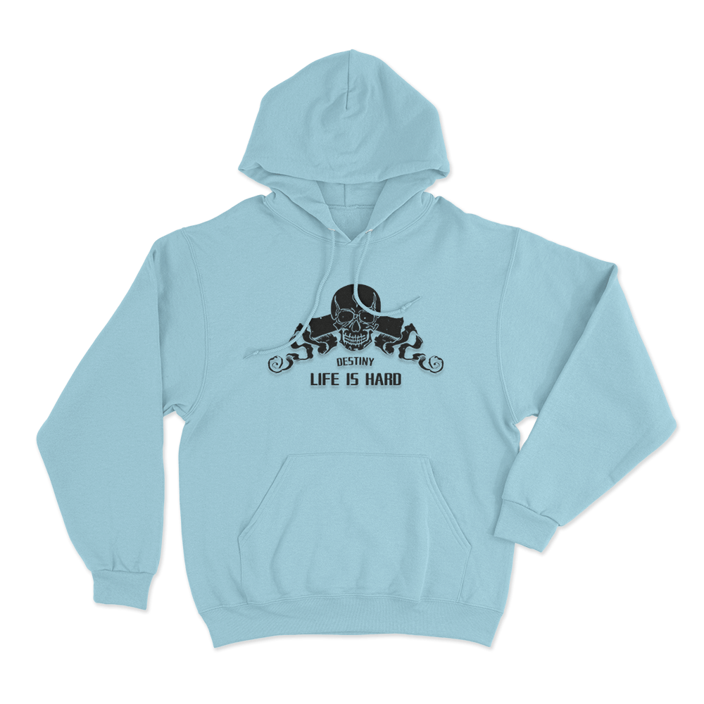 Life Is Hard Skull Print Unisex Hoodie Sky Blue Life Is Hard Skull Print Unisex Hoodie Sky Blue
