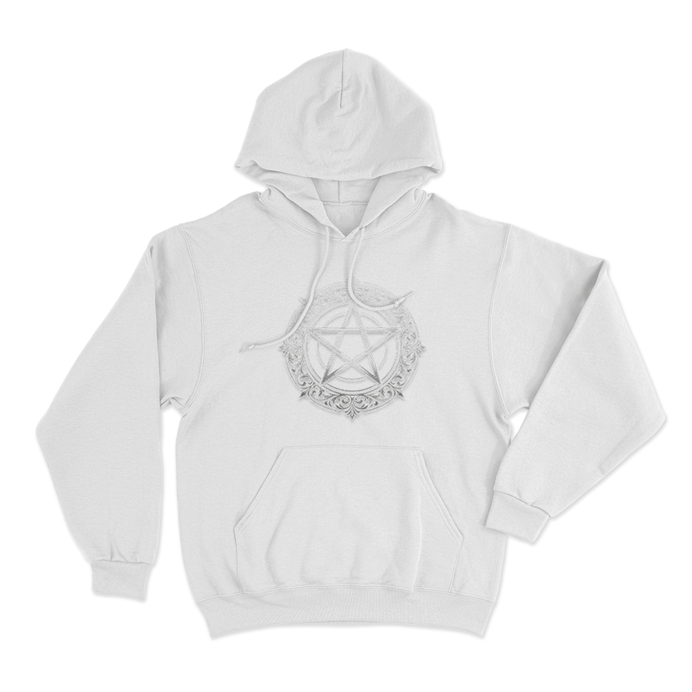 Ornate Pentagram Seal Unisex Hoodie White Ornate Pentagram Seal Unisex Hoodie White