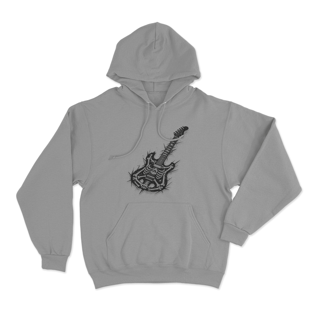 Skeleton Electric Guitar Unisex Hoodie Grey Skeleton Electric Guitar Unisex Hoodie Grey