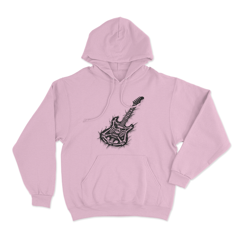 Skeleton Electric Guitar Unisex Hoodie Pink Skeleton Electric Guitar Unisex Hoodie Pink