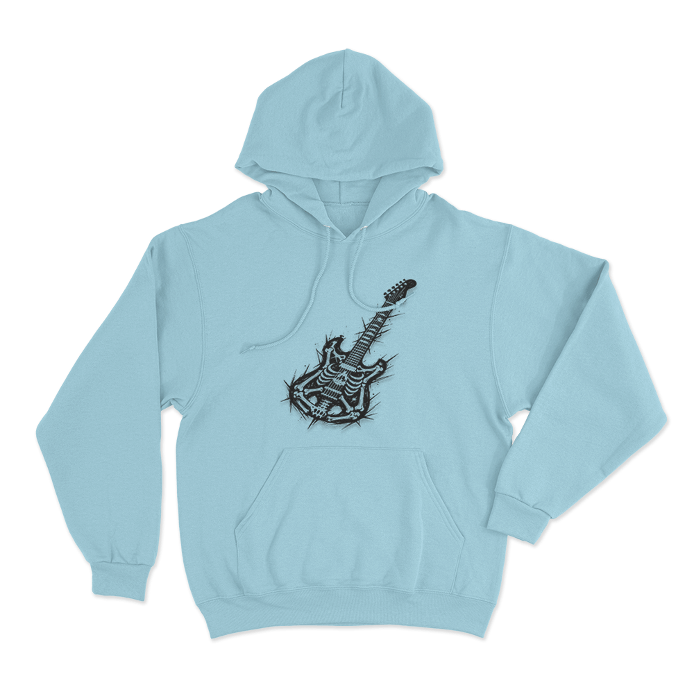 Skeleton Electric Guitar Unisex Hoodie Sky Blue Skeleton Electric Guitar Unisex Hoodie Sky Blue