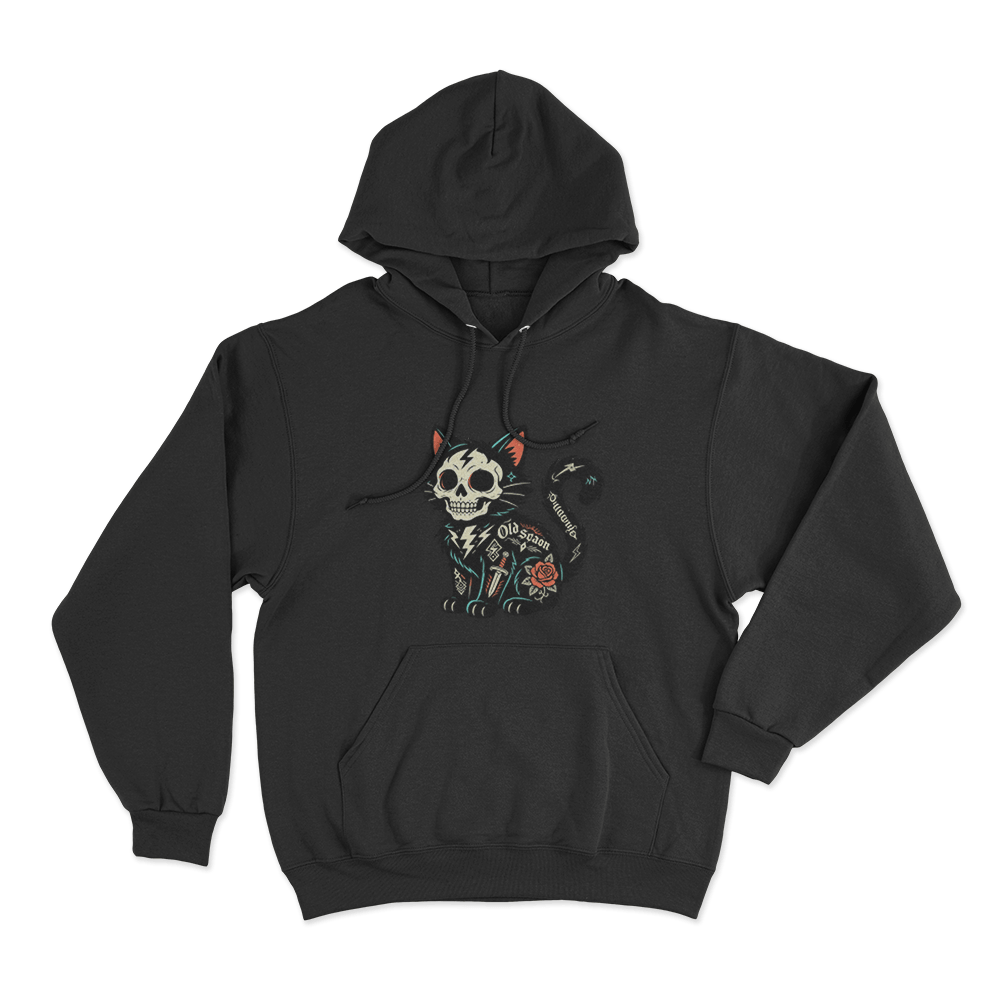 Tattooed Skeleton Cat Unisex Hoodie Black Tattooed Skeleton Cat Unisex Hoodie Black