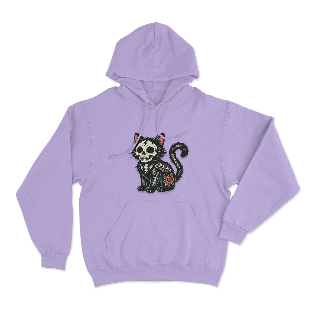 Tattooed Skeleton Cat Unisex Hoodie Purple Tattooed Skeleton Cat Unisex Hoodie Purple