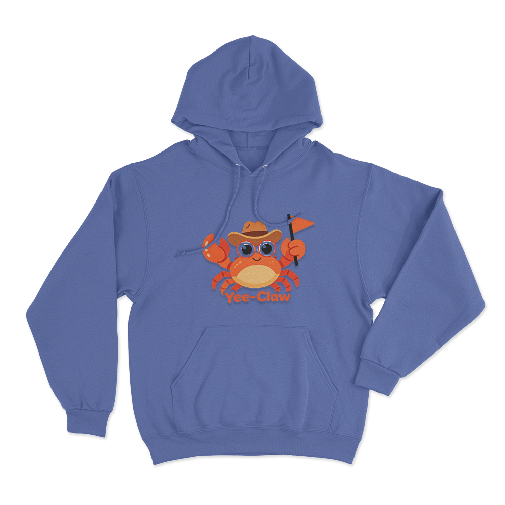 Yee-Claw Cowboy Crab Unisex Hoodie Blue Yee Claw Cowboy Crab Unisex Hoodie Blue