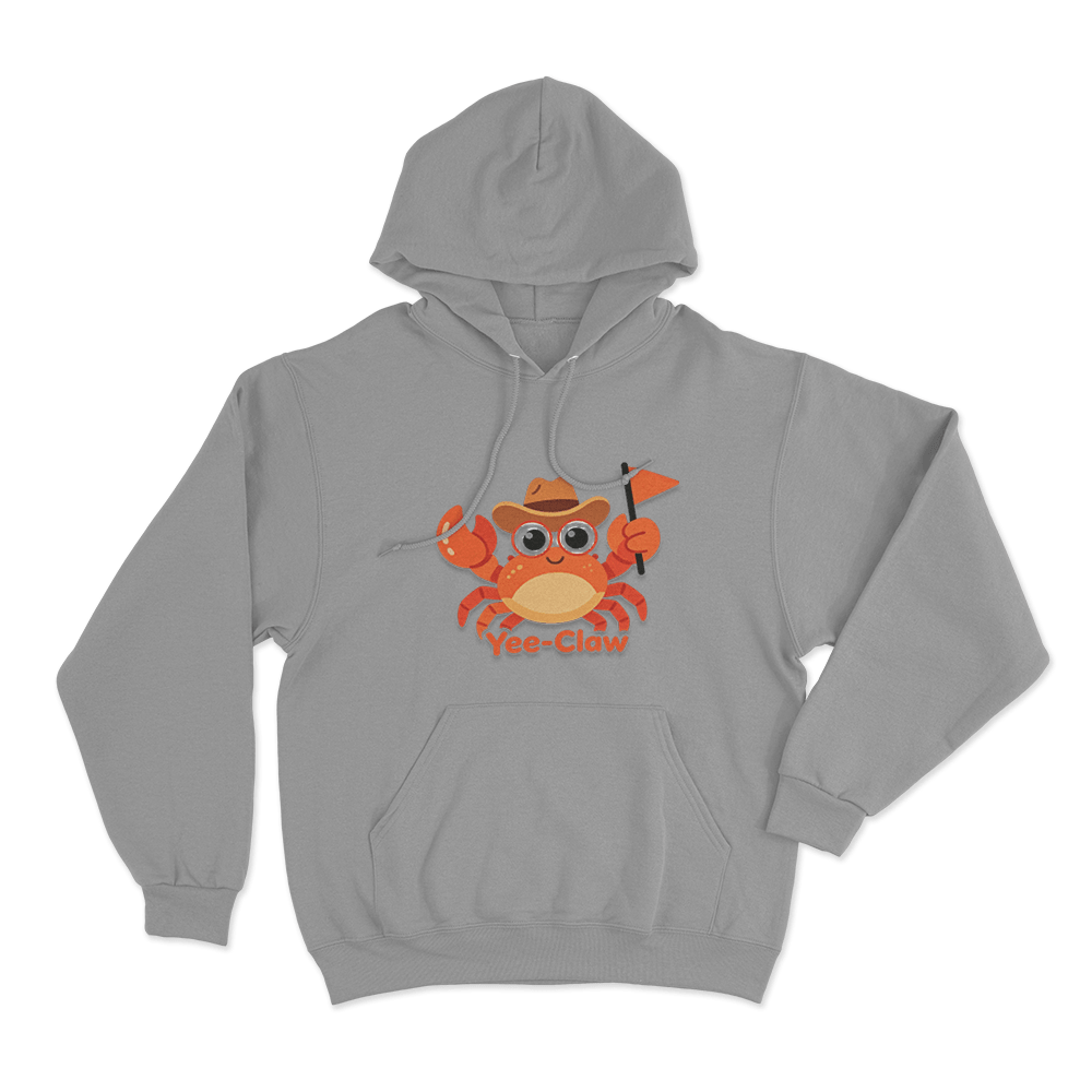 Yee-Claw Cowboy Crab Unisex Hoodie Grey Yee Claw Cowboy Crab Unisex Hoodie Grey