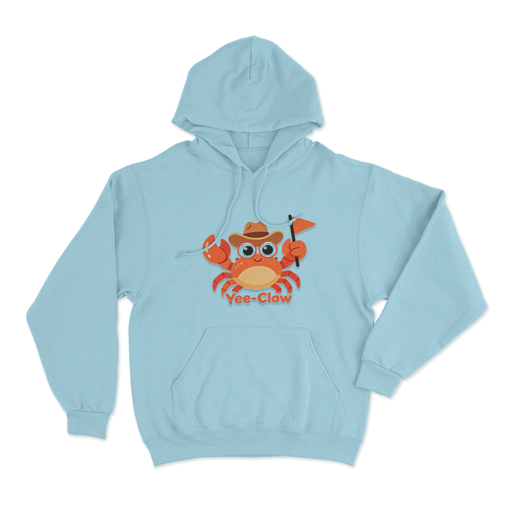 Yee-Claw Cowboy Crab Unisex Hoodie Sky Blue Yee Claw Cowboy Crab Unisex Hoodie Sky Blue