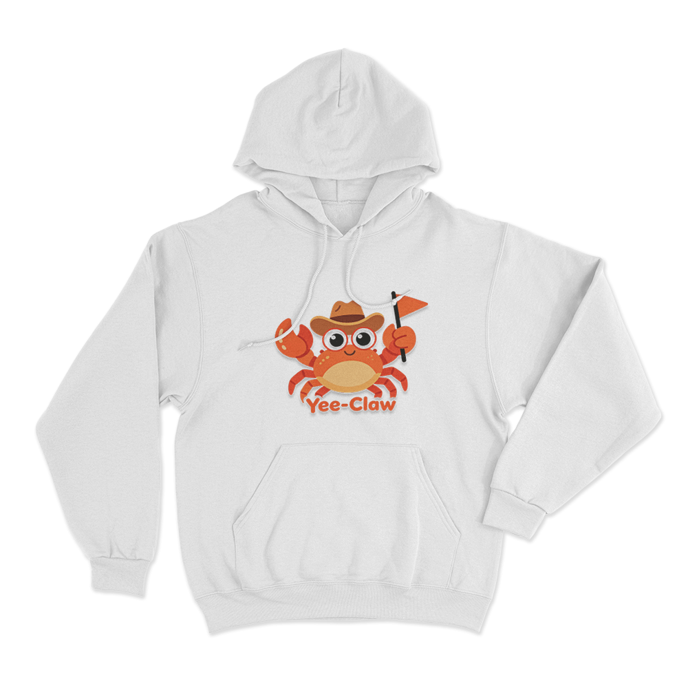 Yee-Claw Cowboy Crab Unisex Hoodie White Yee Claw Cowboy Crab Unisex Hoodie White