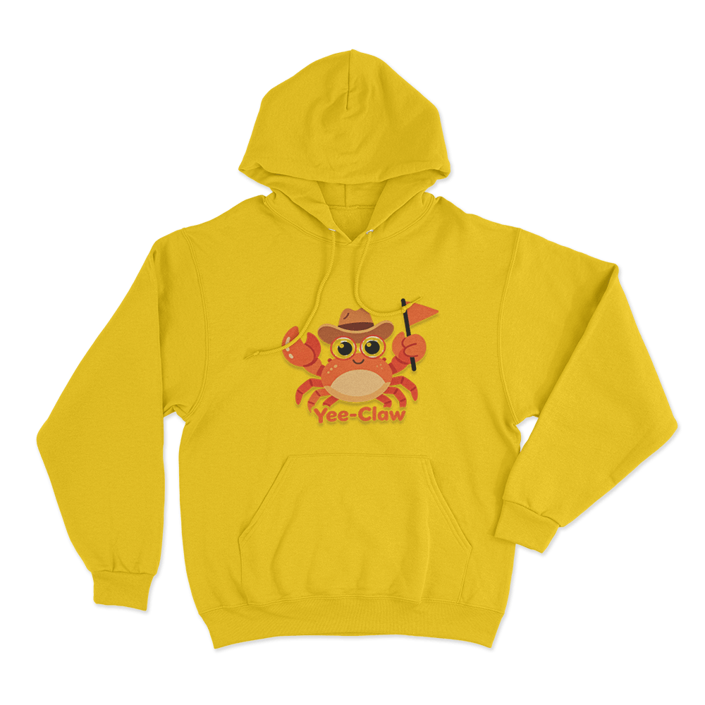 Yee-Claw Cowboy Crab Unisex Hoodie Yellow Yee Claw Cowboy Crab Unisex Hoodie Yellow