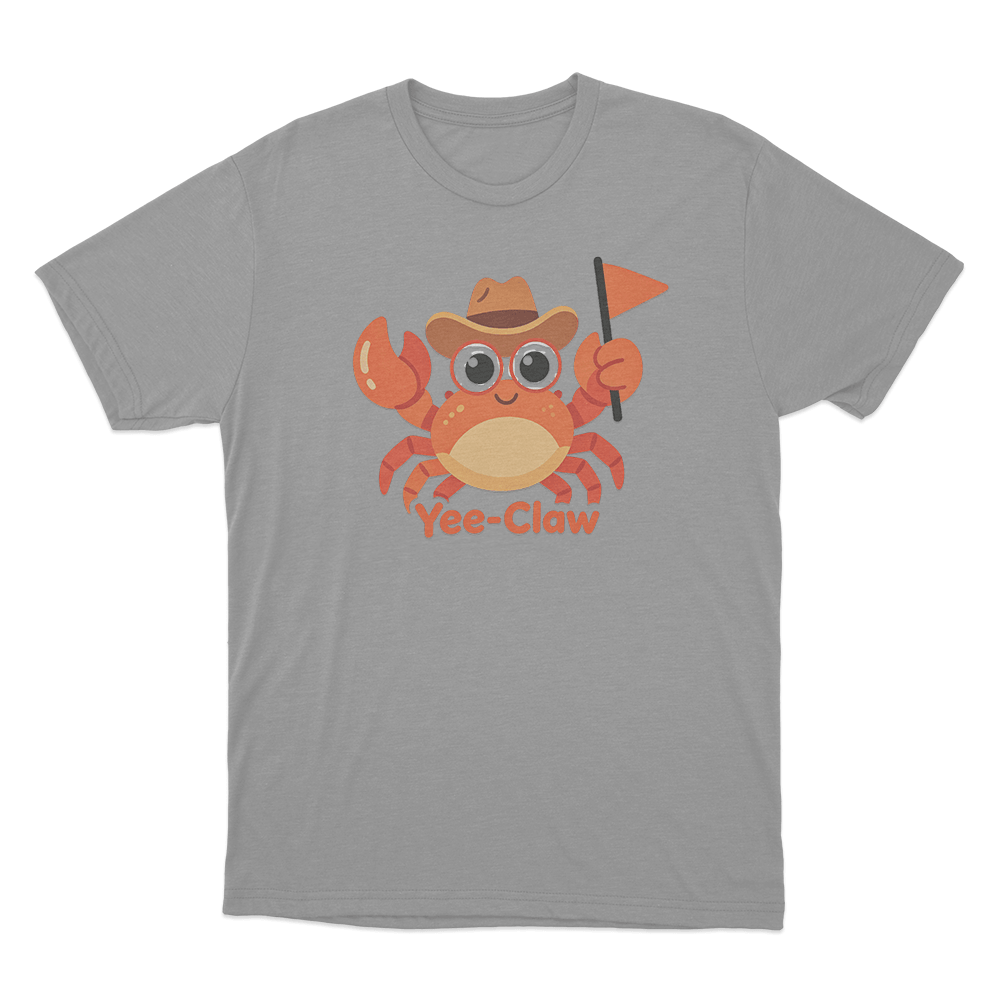 Yee-Claw Cowboy Crab Unisex T Shirt Grey Yee Claw Cowboy Crab Unisex T Shirt Grey
