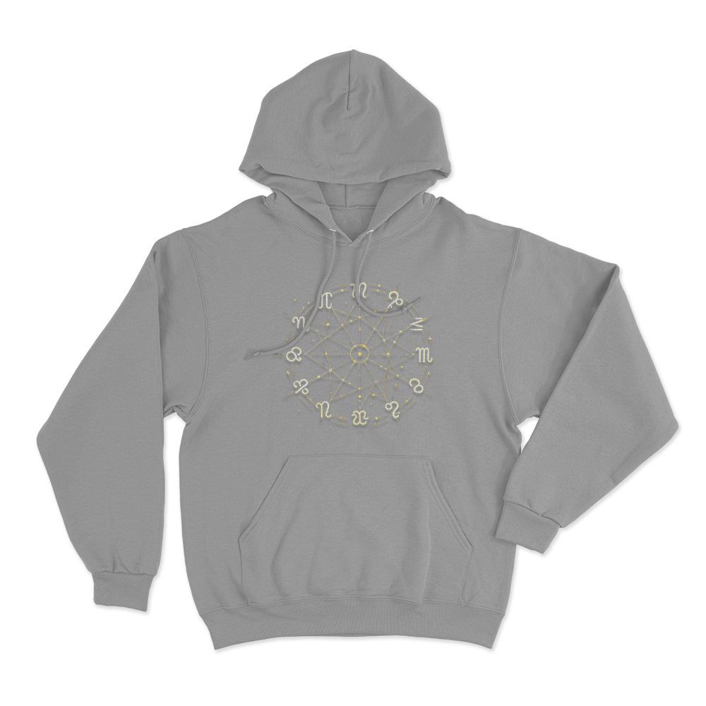 Zodiac Wheel Chart Unisex Hoodie Grey Zodiac Wheel Chart Unisex Hoodie Grey