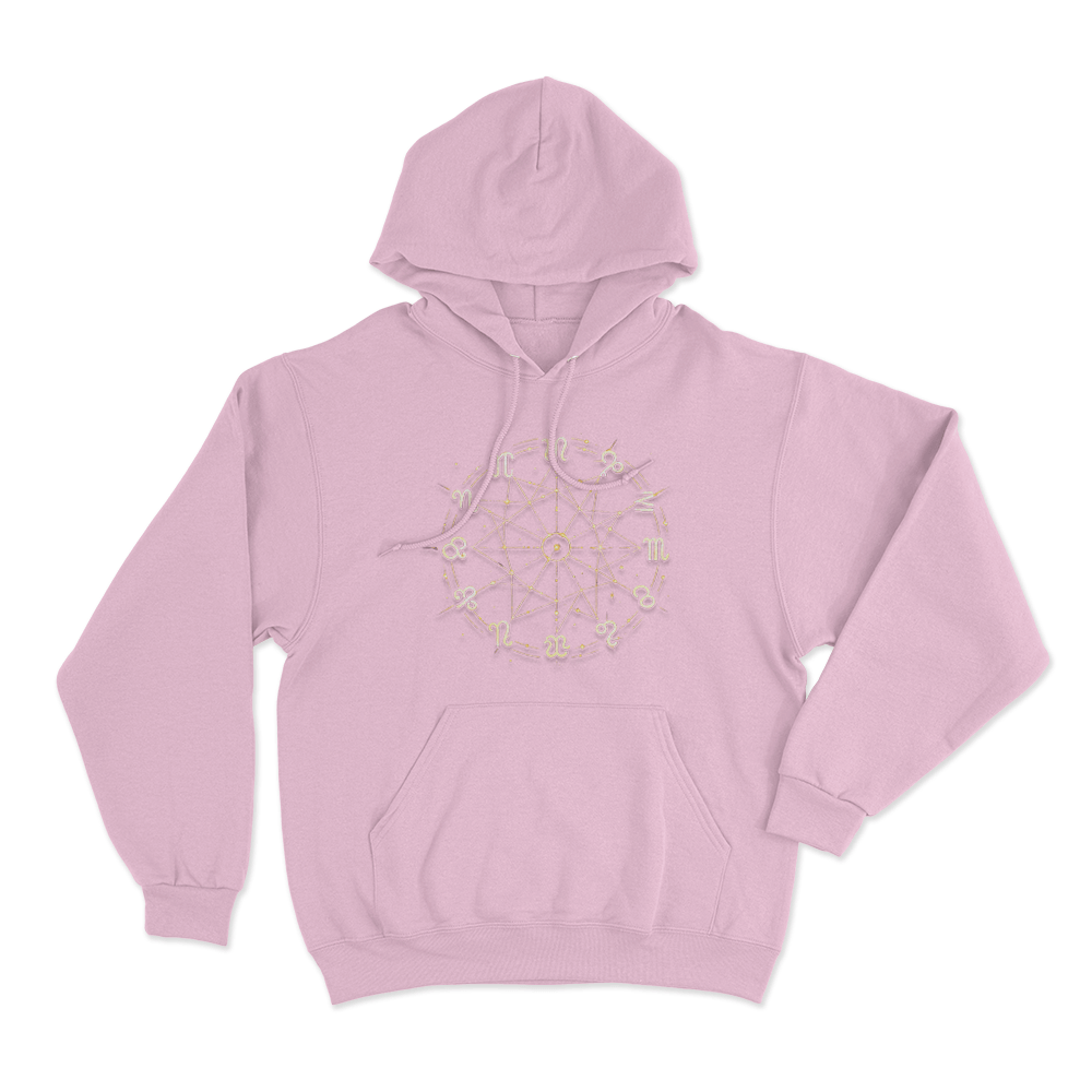 Zodiac Wheel Chart Unisex Hoodie Pink Zodiac Wheel Chart Unisex Hoodie Pink